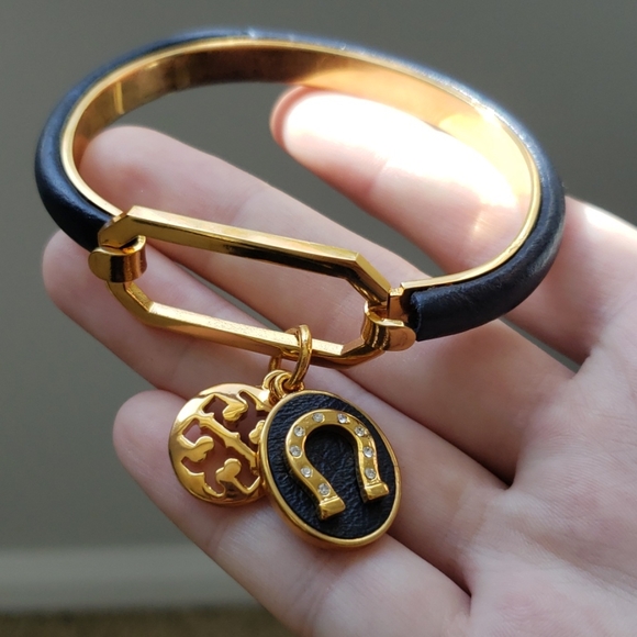 Tory Burch Jewelry - Tory Burch Green Horseshoe Logo Bracelet